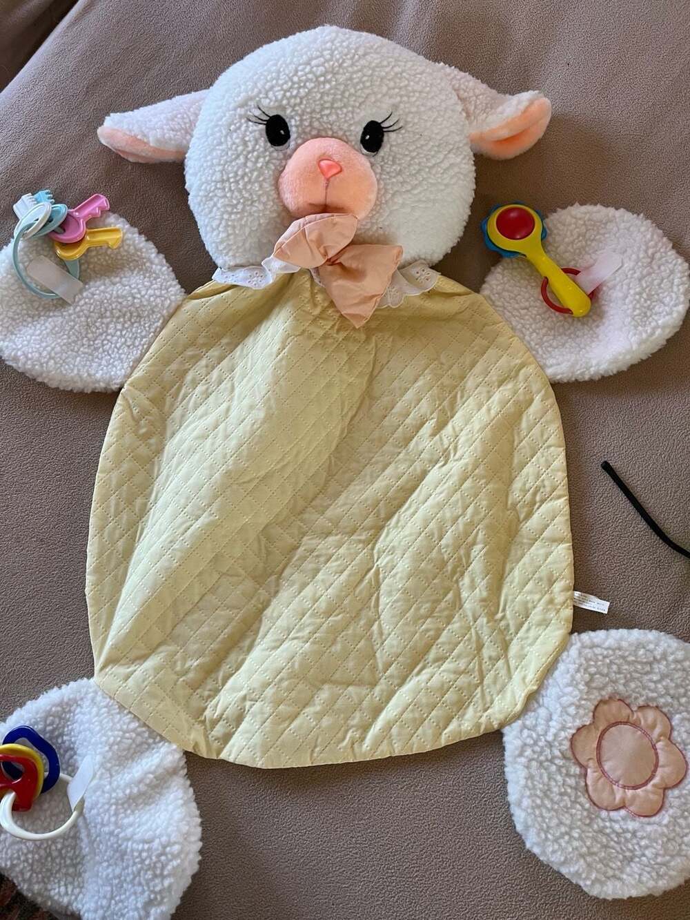 Vintage Eden Lamb Activity Mat Yellow Quilted Body with Toys